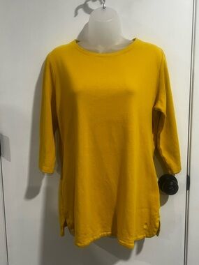 Isaac Mizrahi Bright Yellow 3/4 Sleeve Knit Top
